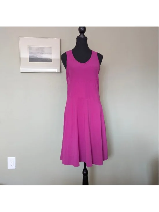 prAna Amelie Dress V-Neck Midi Magenta M Athleisure Performance Wear - Picture 1 of 11
